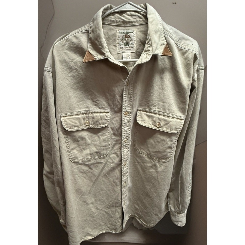 VNTG Banana Republic Safari Adventure Travel Utility Shirt L Beige Hong Kong